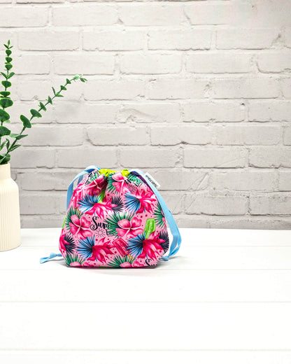 Projekttasche XS Tindra Summer Bloom mit tropischen Blumen - handgenäht in Bayern von Nadelmikado