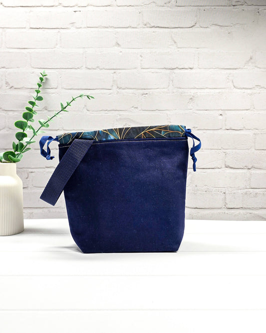 Canvas Projekttasche Tuva S Dunkelblau - handgenäht in Bayern von Nadelmikado