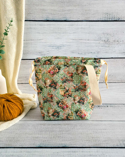 Tuva Bag Mint Tea Garden – Projekttasche handgenäht in Bayern von Nadelmikado