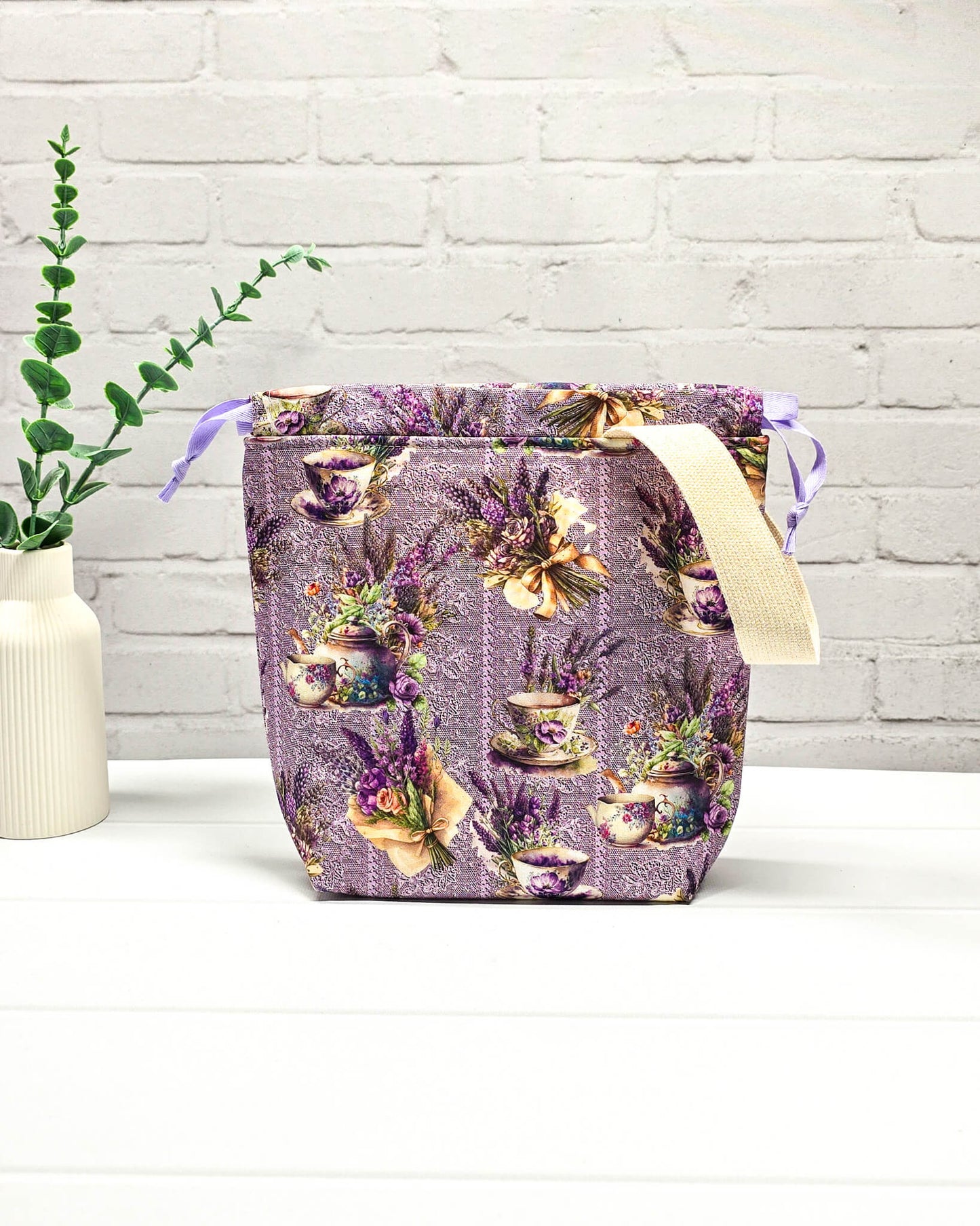 Tuva Projekttasche S Lavendel Tea Time Stricktasche handgenäht Bayern von Nadelmikado