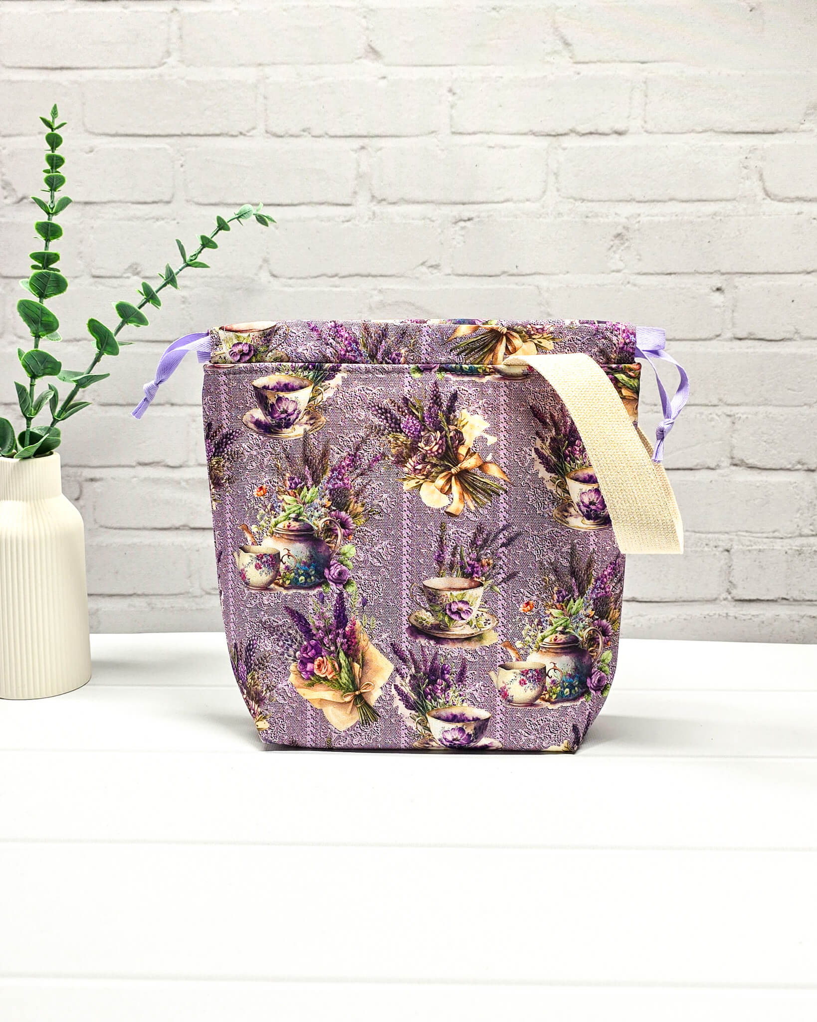 Tuva Projekttasche S Lavendel Tea Time Stricktasche handgenäht Bayern von Nadelmikado