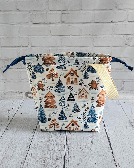 Tuva Bag Winter Village Projekttasche handgenäht in Bayern von Nadelmikado